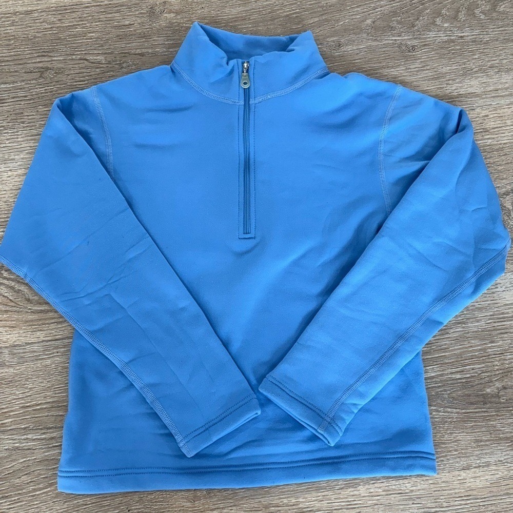 Obermeyer Fleece Quarter Zip pullover Blue juniors Large Stretch Mock Neck Scuba